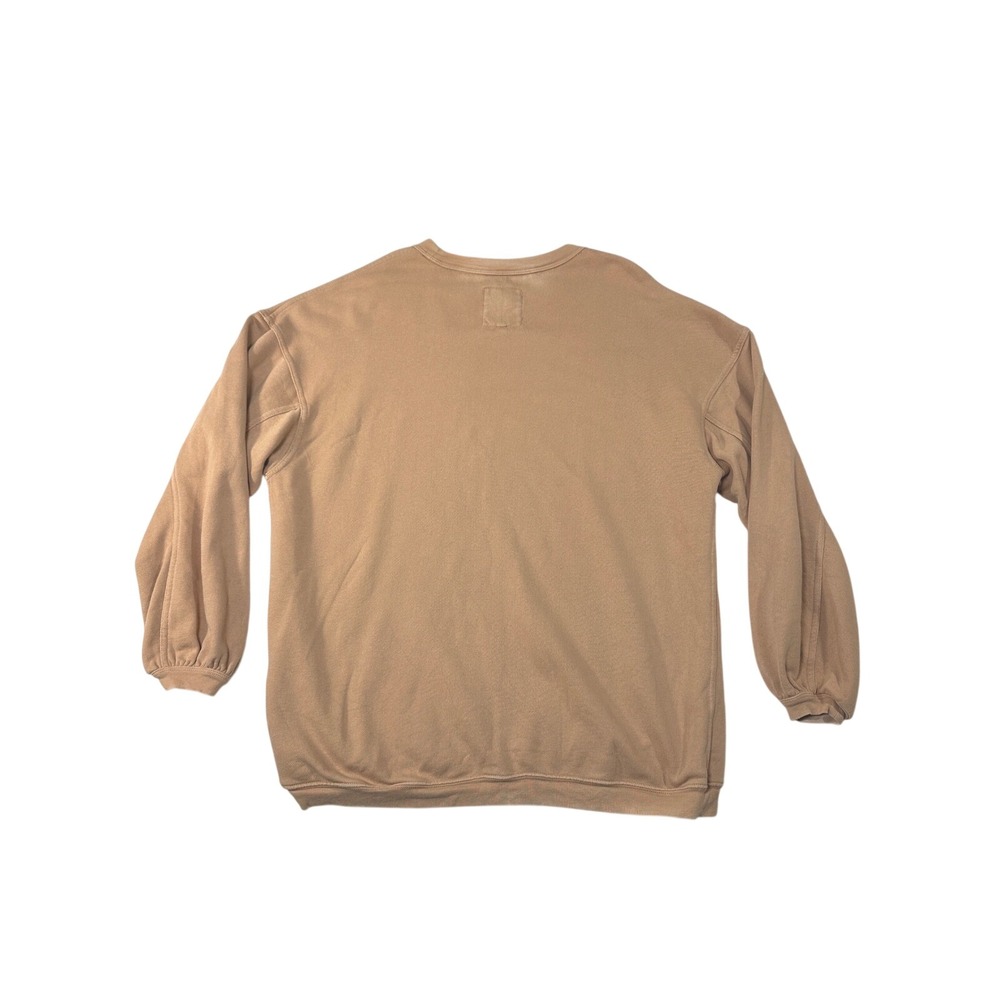 Aerie Oversized Crewneck Sweatshirt Tan Brown Pullover S/P Cotton Blend - Picture 2 of 6